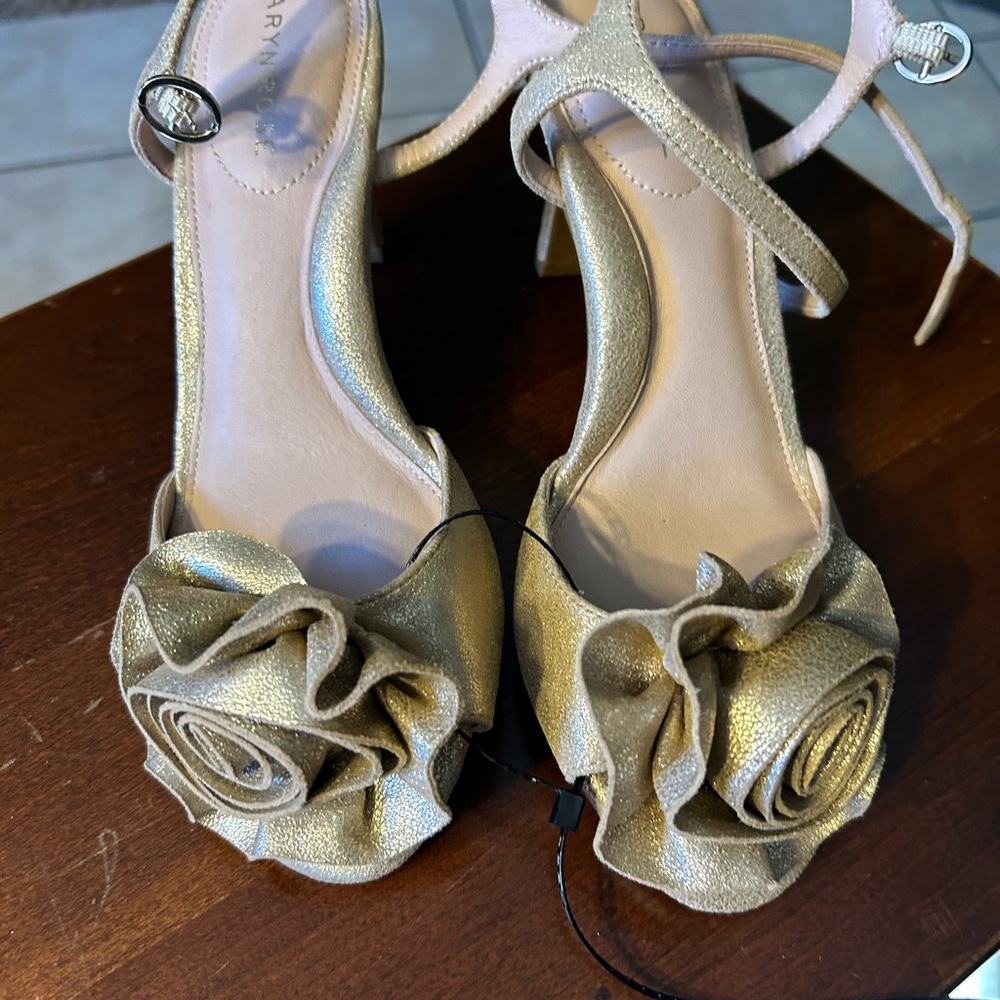 Taryn Rose Gold Heels with Floral Accent